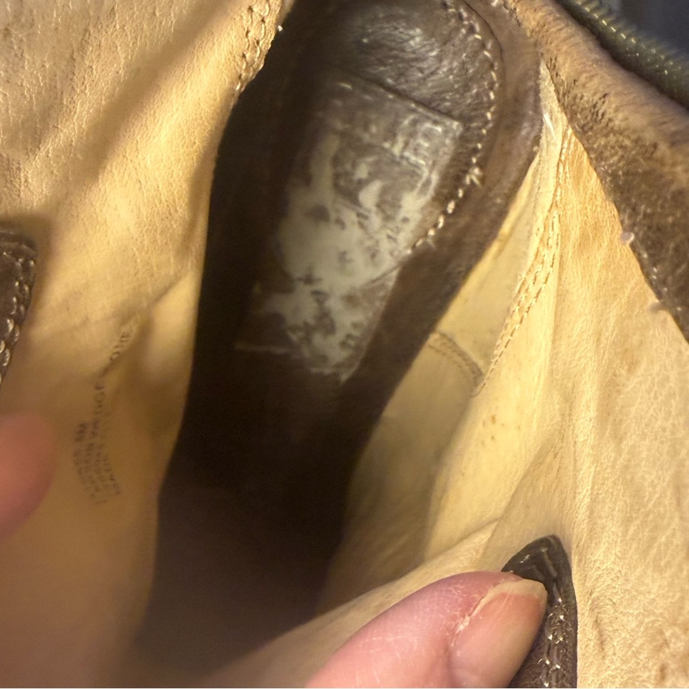 Frye Carson Wedge Hidden Approx 3 Inch Heel Brown Distressed Boho Bootie 8M - Picture 13 of 16